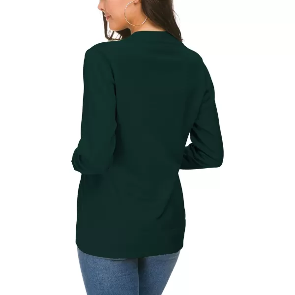Urban CoCo Womens Long Sleeve Open Front Knit Cardigan SweaterDark Green