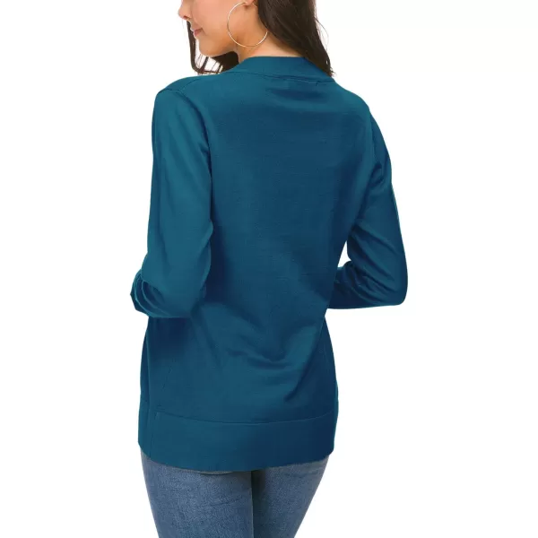 Urban CoCo Womens Long Sleeve Open Front Knit Cardigan SweaterIndigo Blue