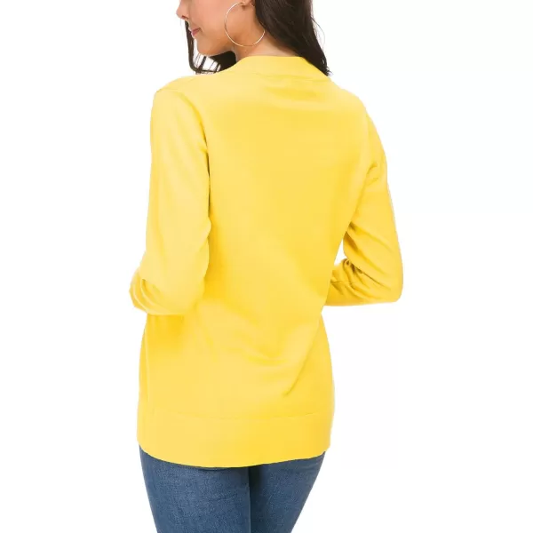 Urban CoCo Womens Long Sleeve Open Front Knit Cardigan SweaterLemon Yellow