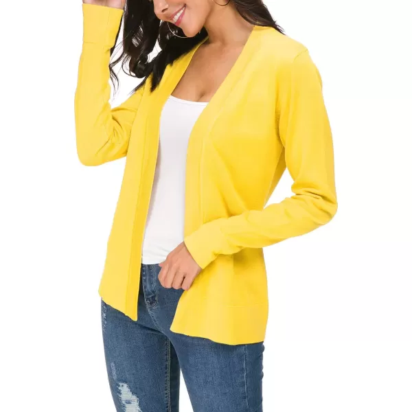 Urban CoCo Womens Long Sleeve Open Front Knit Cardigan SweaterLemon Yellow