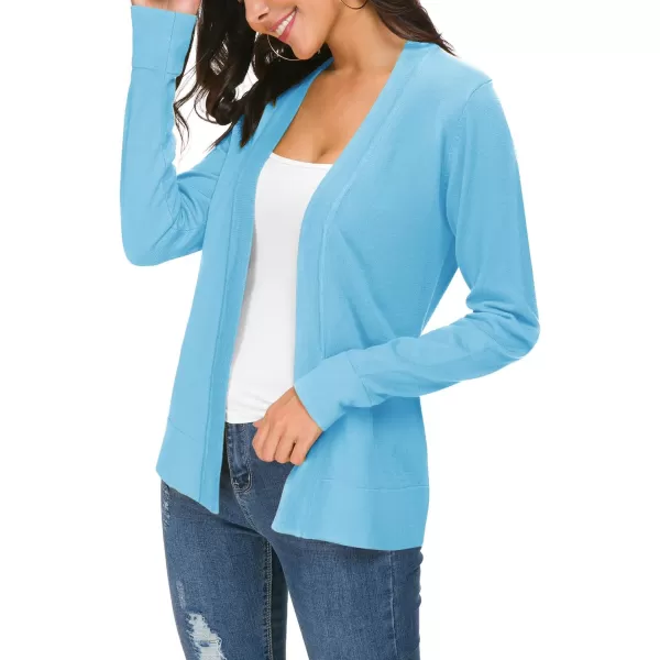 Urban CoCo Womens Long Sleeve Open Front Knit Cardigan SweaterLight Blue