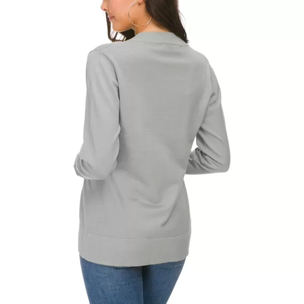 Urban CoCo Womens Long Sleeve Open Front Knit Cardigan SweaterLight Grey