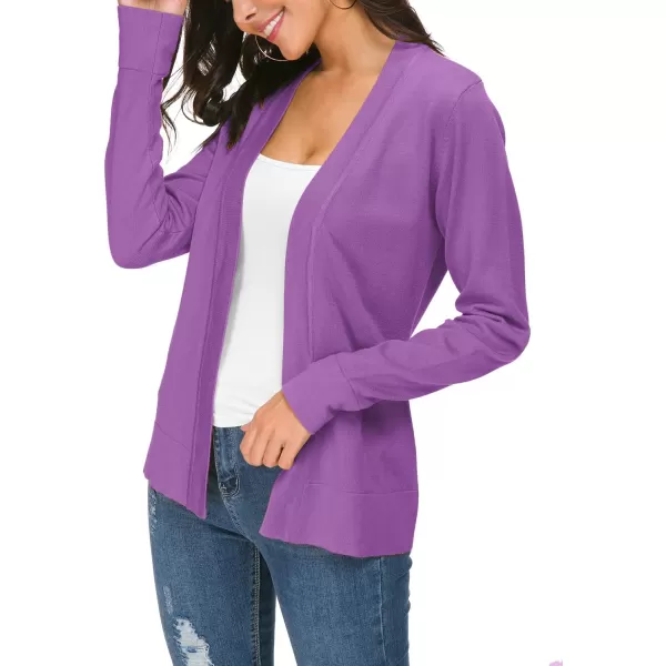 Urban CoCo Womens Long Sleeve Open Front Knit Cardigan SweaterLight Purple