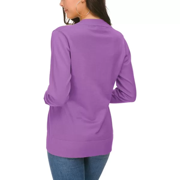 Urban CoCo Womens Long Sleeve Open Front Knit Cardigan SweaterLight Purple