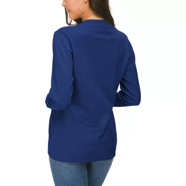 Urban CoCo Womens Long Sleeve Open Front Knit Cardigan SweaterRoyal Blue