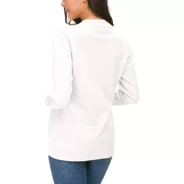 Urban CoCo Womens Long Sleeve Open Front Knit Cardigan SweaterWhite