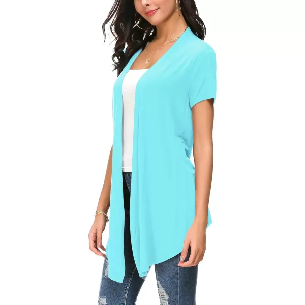 Urban CoCo Womens Open Front Short Sleeve Cardigans for Women Lightweight Summer Drape Cardigan VestBlue