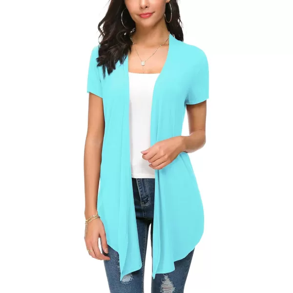 Urban CoCo Womens Open Front Short Sleeve Cardigans for Women Lightweight Summer Drape Cardigan VestBlue