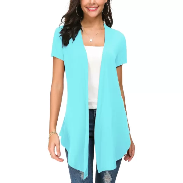 Urban CoCo Womens Open Front Short Sleeve Cardigans for Women Lightweight Summer Drape Cardigan VestBlue