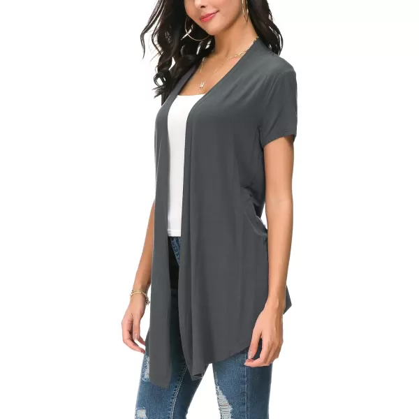 Urban CoCo Womens Open Front Short Sleeve Cardigans for Women Lightweight Summer Drape Cardigan VestDeep Grey