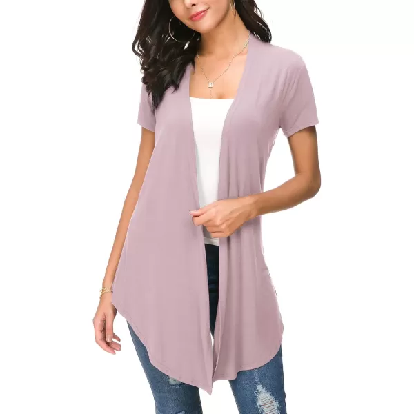 Urban CoCo Womens Open Front Short Sleeve Cardigans for Women Lightweight Summer Drape Cardigan VestLavender