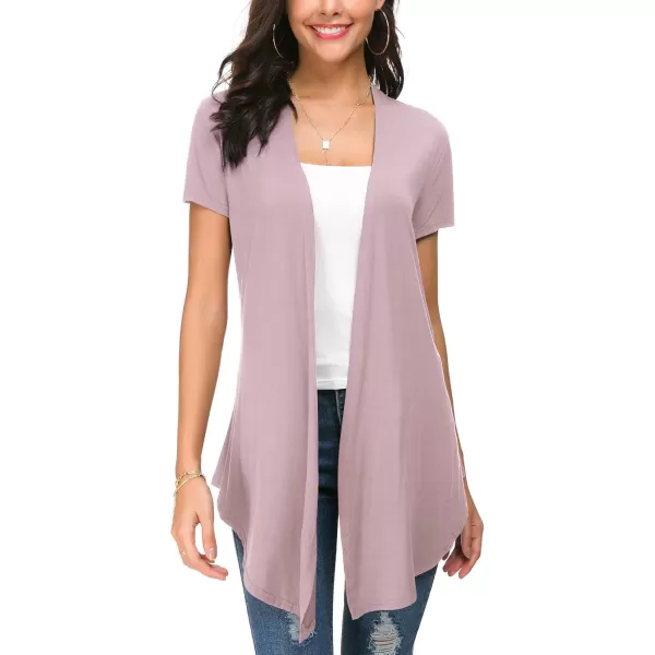 Urban CoCo Womens Open Front Short Sleeve Cardigans for Women Lightweight Summer Drape Cardigan VestLavender