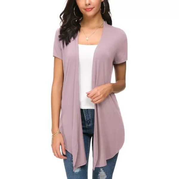 Urban CoCo Womens Open Front Short Sleeve Cardigans for Women Lightweight Summer Drape Cardigan VestLavender