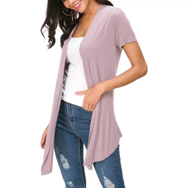 Urban CoCo Womens Open Front Short Sleeve Cardigans for Women Lightweight Summer Drape Cardigan VestLavender