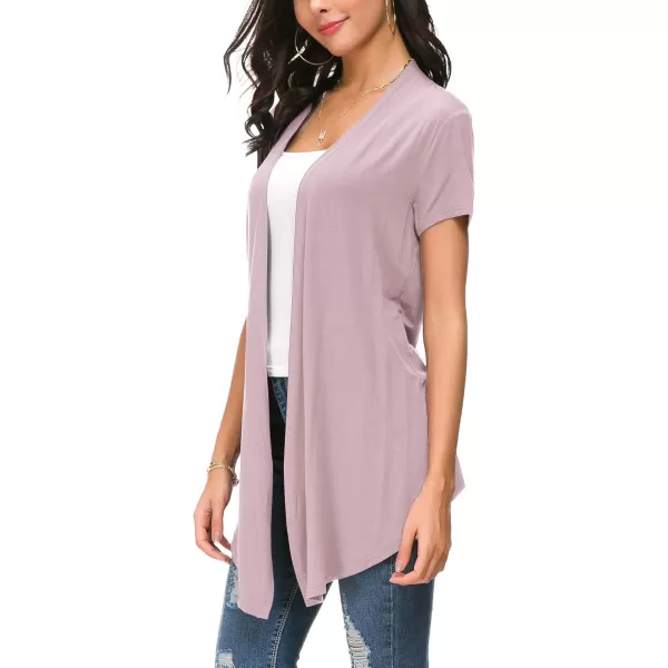 Urban CoCo Womens Open Front Short Sleeve Cardigans for Women Lightweight Summer Drape Cardigan VestLavender
