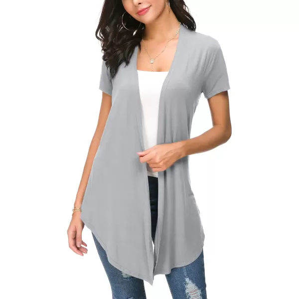 Urban CoCo Womens Open Front Short Sleeve Cardigans for Women Lightweight Summer Drape Cardigan VestLight Grey
