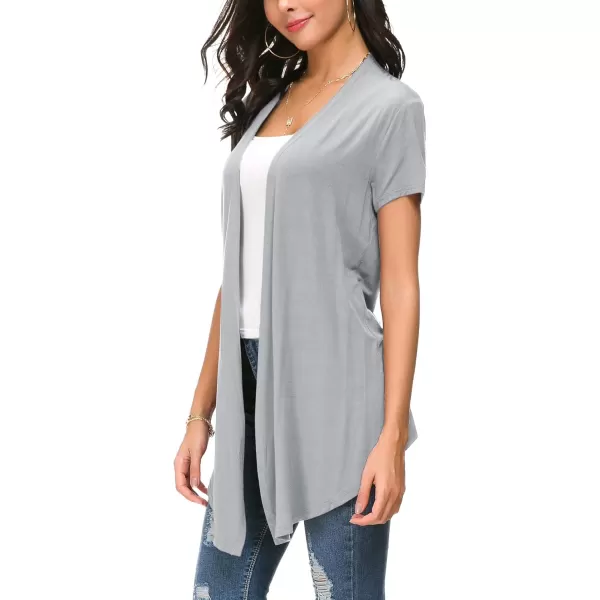 Urban CoCo Womens Open Front Short Sleeve Cardigans for Women Lightweight Summer Drape Cardigan VestLight Grey