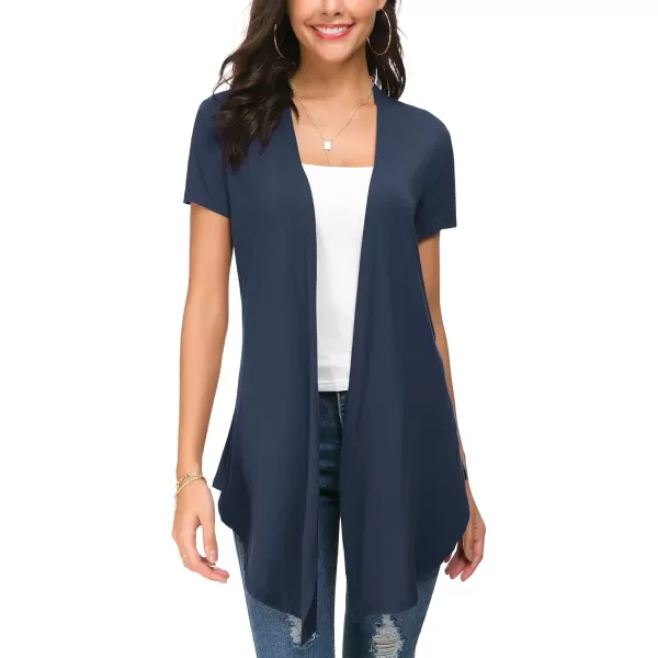 Urban CoCo Womens Open Front Short Sleeve Cardigans for Women Lightweight Summer Drape Cardigan VestNavy Blue