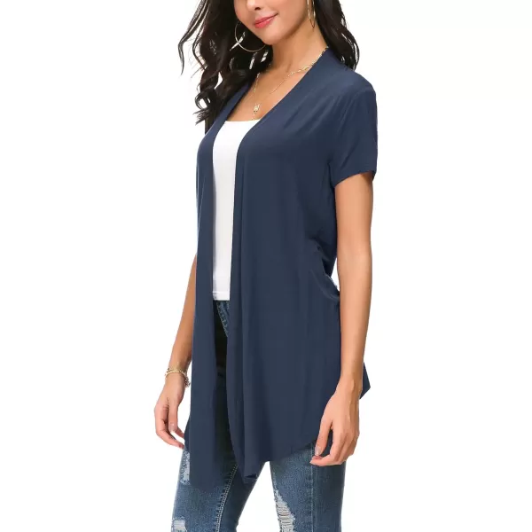 Urban CoCo Womens Open Front Short Sleeve Cardigans for Women Lightweight Summer Drape Cardigan VestNavy Blue