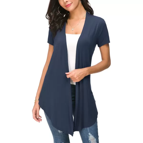 Urban CoCo Womens Open Front Short Sleeve Cardigans for Women Lightweight Summer Drape Cardigan VestNavy Blue