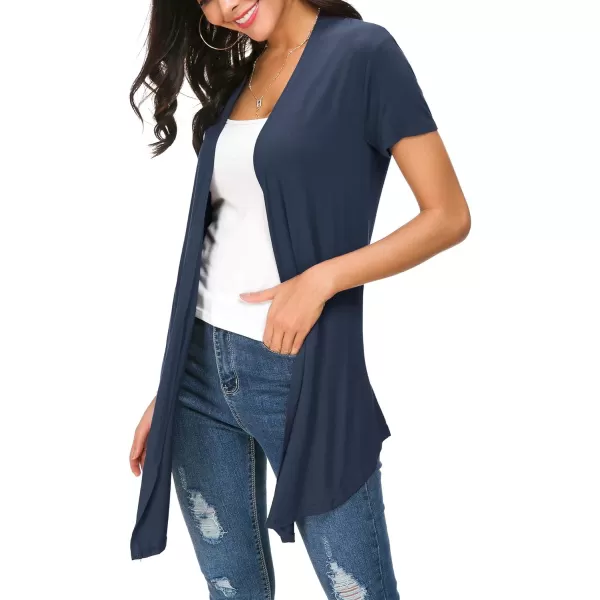 Urban CoCo Womens Open Front Short Sleeve Cardigans for Women Lightweight Summer Drape Cardigan VestNavy Blue