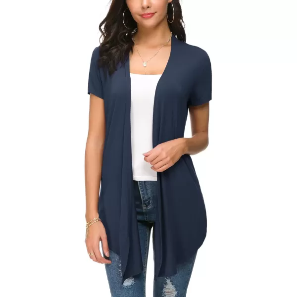 Urban CoCo Womens Open Front Short Sleeve Cardigans for Women Lightweight Summer Drape Cardigan VestNavy Blue