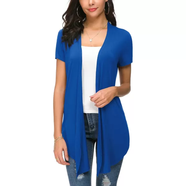 Urban CoCo Womens Open Front Short Sleeve Cardigans for Women Lightweight Summer Drape Cardigan VestRoyal Blue