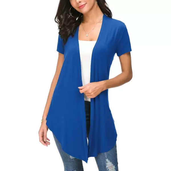 Urban CoCo Womens Open Front Short Sleeve Cardigans for Women Lightweight Summer Drape Cardigan VestRoyal Blue