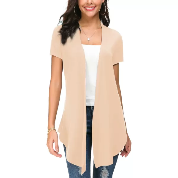 Urban CoCo Womens Open Front Short Sleeve Cardigans for Women Lightweight Summer Drape Cardigan VestSilver Mink