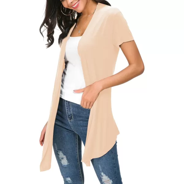 Urban CoCo Womens Open Front Short Sleeve Cardigans for Women Lightweight Summer Drape Cardigan VestSilver Mink