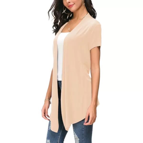 Urban CoCo Womens Open Front Short Sleeve Cardigans for Women Lightweight Summer Drape Cardigan VestSilver Mink