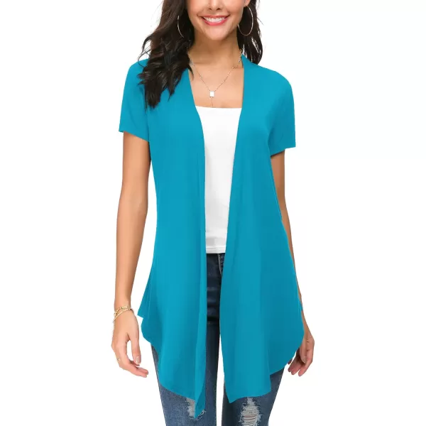 Urban CoCo Womens Open Front Short Sleeve Cardigans for Women Lightweight Summer Drape Cardigan VestTeal
