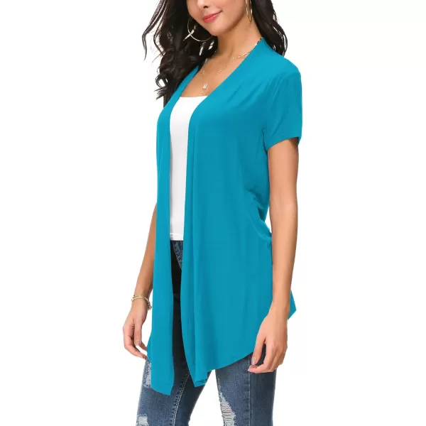 Urban CoCo Womens Open Front Short Sleeve Cardigans for Women Lightweight Summer Drape Cardigan VestTeal