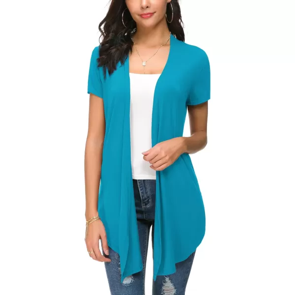 Urban CoCo Womens Open Front Short Sleeve Cardigans for Women Lightweight Summer Drape Cardigan VestTeal
