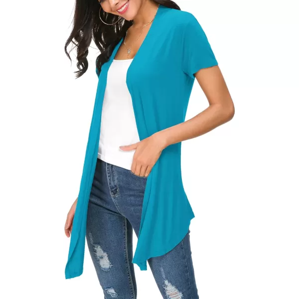 Urban CoCo Womens Open Front Short Sleeve Cardigans for Women Lightweight Summer Drape Cardigan VestTeal