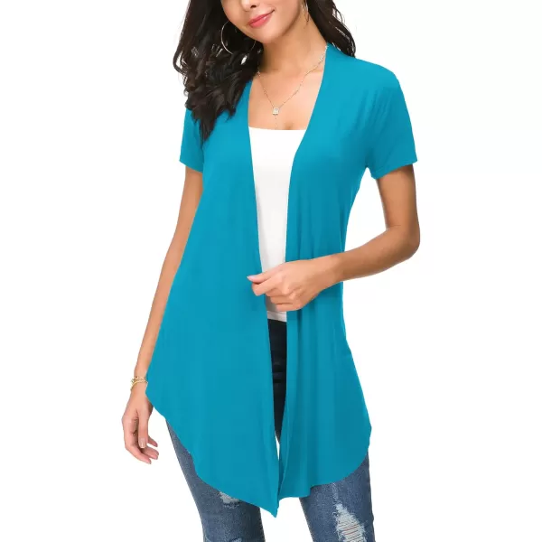 Urban CoCo Womens Open Front Short Sleeve Cardigans for Women Lightweight Summer Drape Cardigan VestTeal