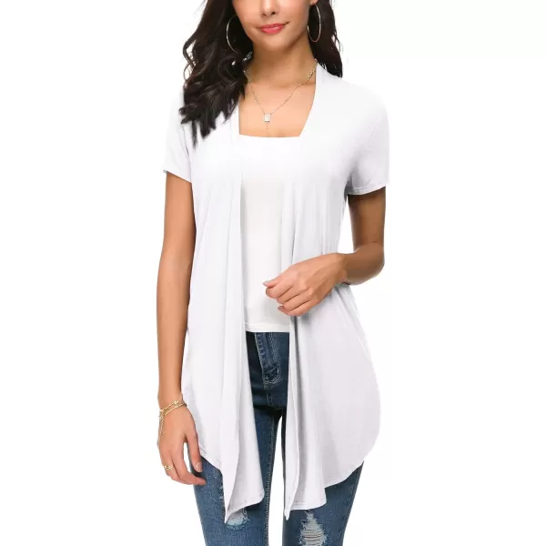 Urban CoCo Womens Open Front Short Sleeve Cardigans for Women Lightweight Summer Drape Cardigan VestWhite