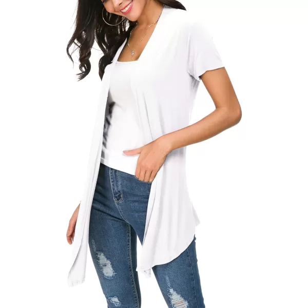 Urban CoCo Womens Open Front Short Sleeve Cardigans for Women Lightweight Summer Drape Cardigan VestWhite