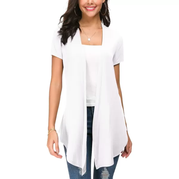 Urban CoCo Womens Open Front Short Sleeve Cardigans for Women Lightweight Summer Drape Cardigan VestWhite