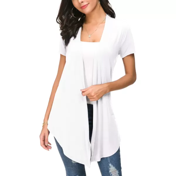 Urban CoCo Womens Open Front Short Sleeve Cardigans for Women Lightweight Summer Drape Cardigan VestWhite