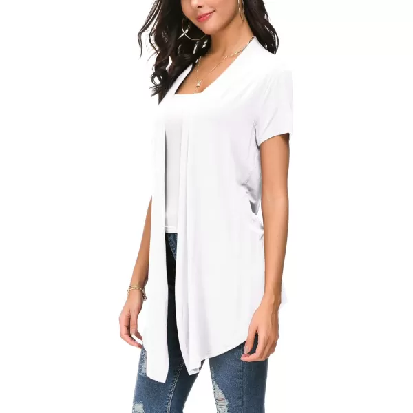Urban CoCo Womens Open Front Short Sleeve Cardigans for Women Lightweight Summer Drape Cardigan VestWhite