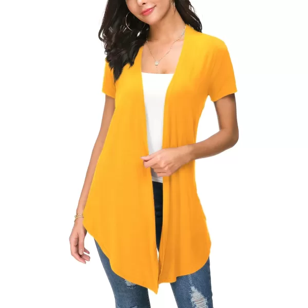 Urban CoCo Womens Open Front Short Sleeve Cardigans for Women Lightweight Summer Drape Cardigan VestYellow