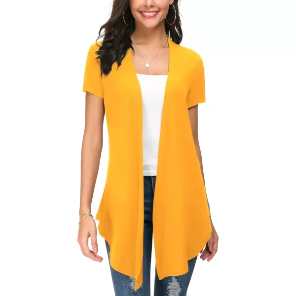 Urban CoCo Womens Open Front Short Sleeve Cardigans for Women Lightweight Summer Drape Cardigan VestYellow