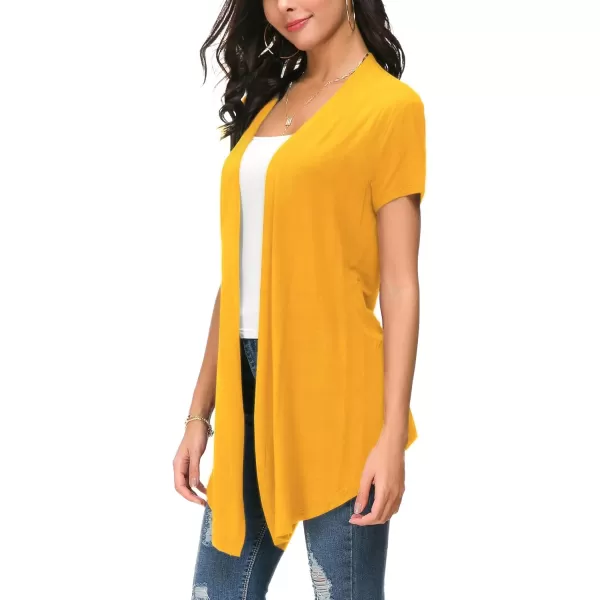 Urban CoCo Womens Open Front Short Sleeve Cardigans for Women Lightweight Summer Drape Cardigan VestYellow