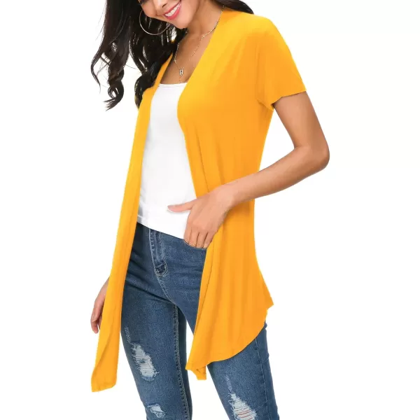 Urban CoCo Womens Open Front Short Sleeve Cardigans for Women Lightweight Summer Drape Cardigan VestYellow