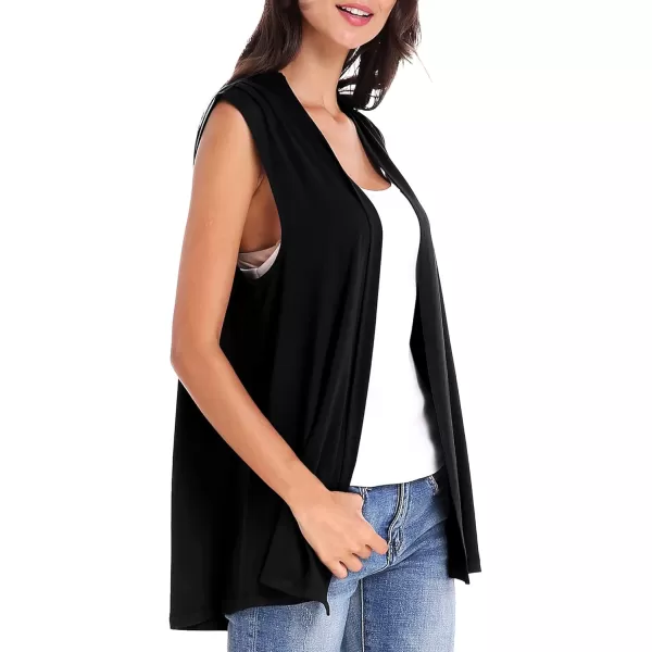 Urban CoCo Womens Sleeveless Cardigan Open Front Vest Lightweight Cool CoatBlack