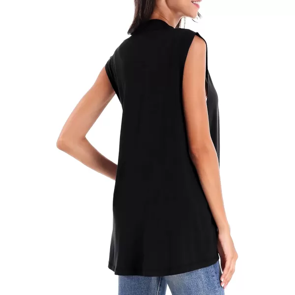 Urban CoCo Womens Sleeveless Cardigan Open Front Vest Lightweight Cool CoatBlack