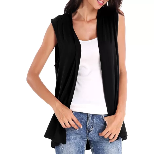 Urban CoCo Womens Sleeveless Cardigan Open Front Vest Lightweight Cool CoatBlack