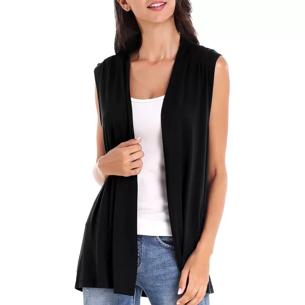 Urban CoCo Womens Sleeveless Cardigan Open Front Vest Lightweight Cool CoatBlack