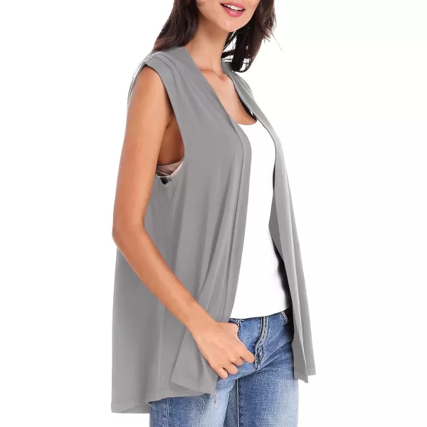 Urban CoCo Womens Sleeveless Cardigan Open Front Vest Lightweight Cool CoatLight Grey